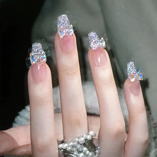 Fashionable Aurora Diamond removable handmade press on nails